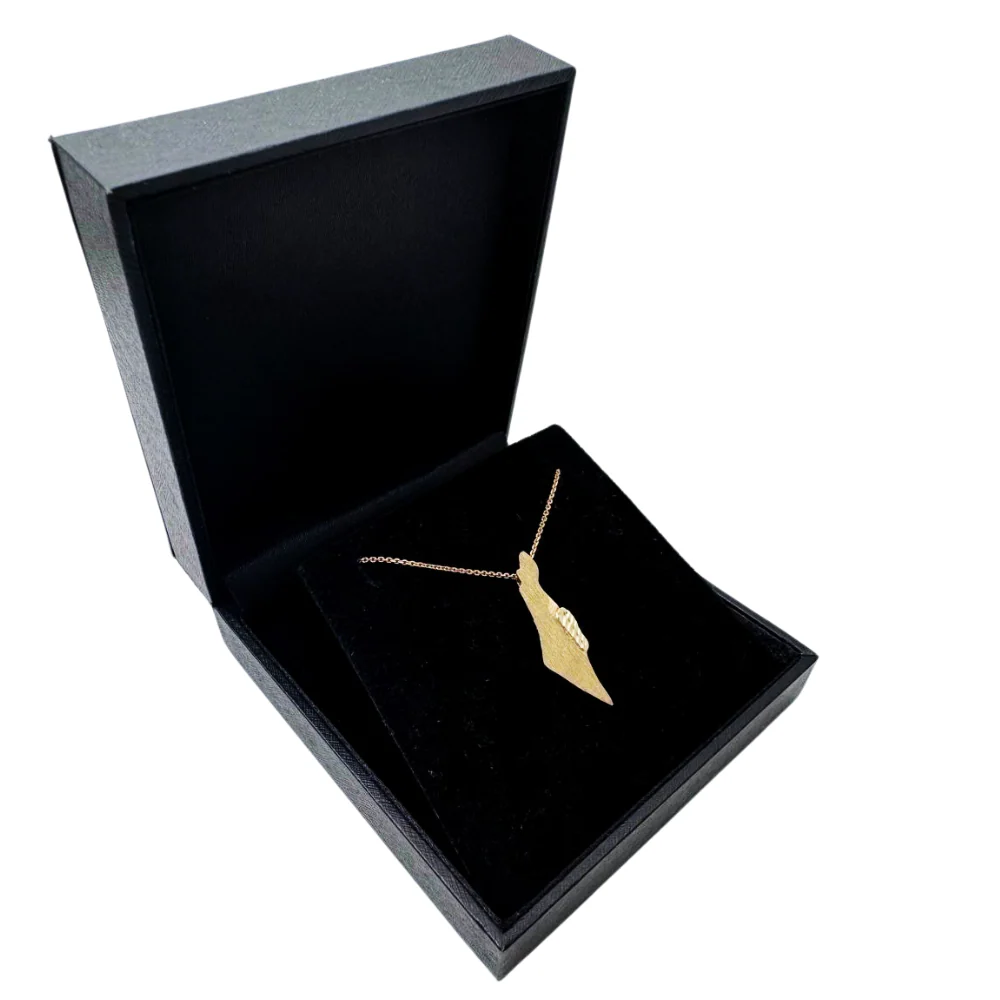 Map of Israel 14K Brushed Gold Pendant - Image 8