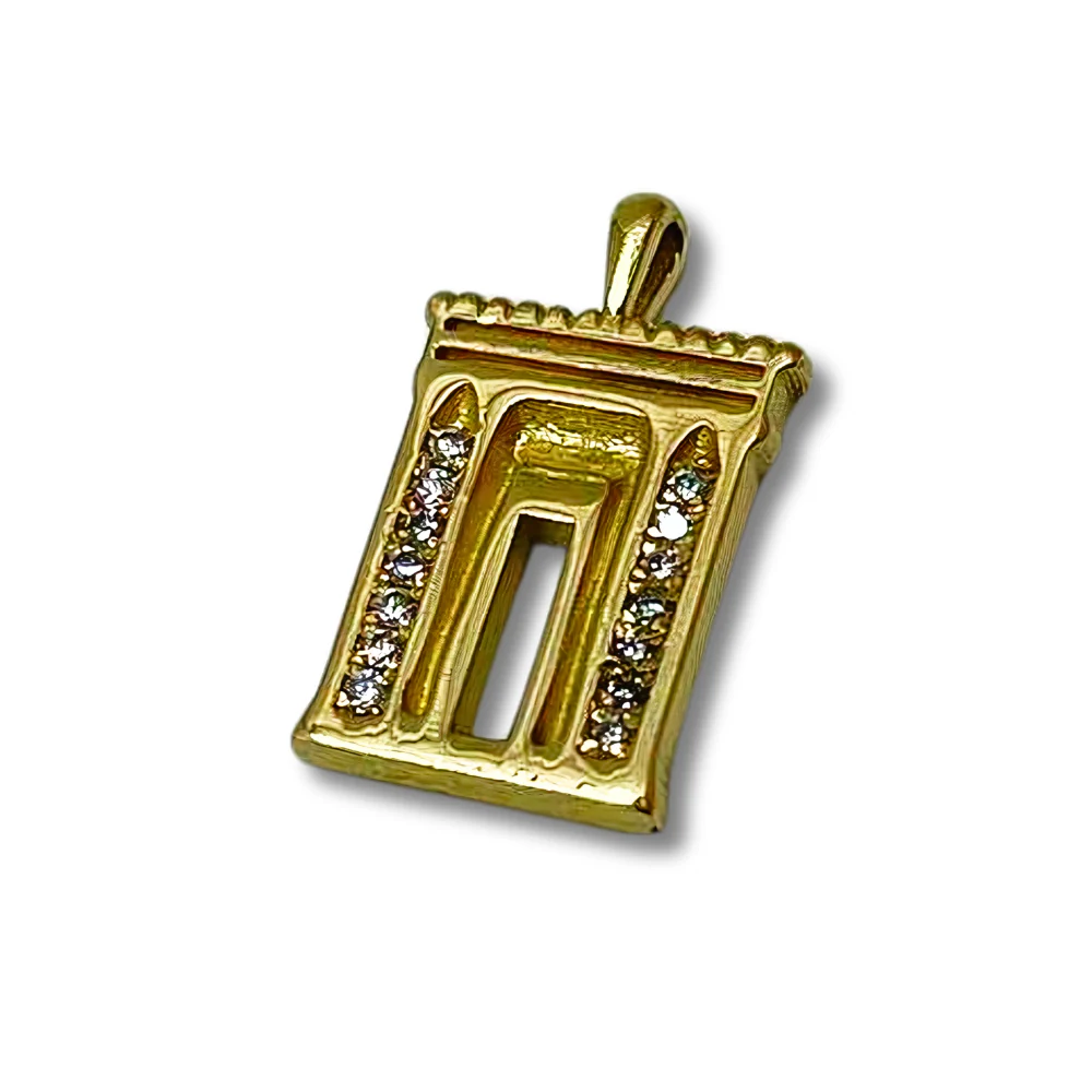 Diamond Jerusalem Temple Necklace in 14K Gold