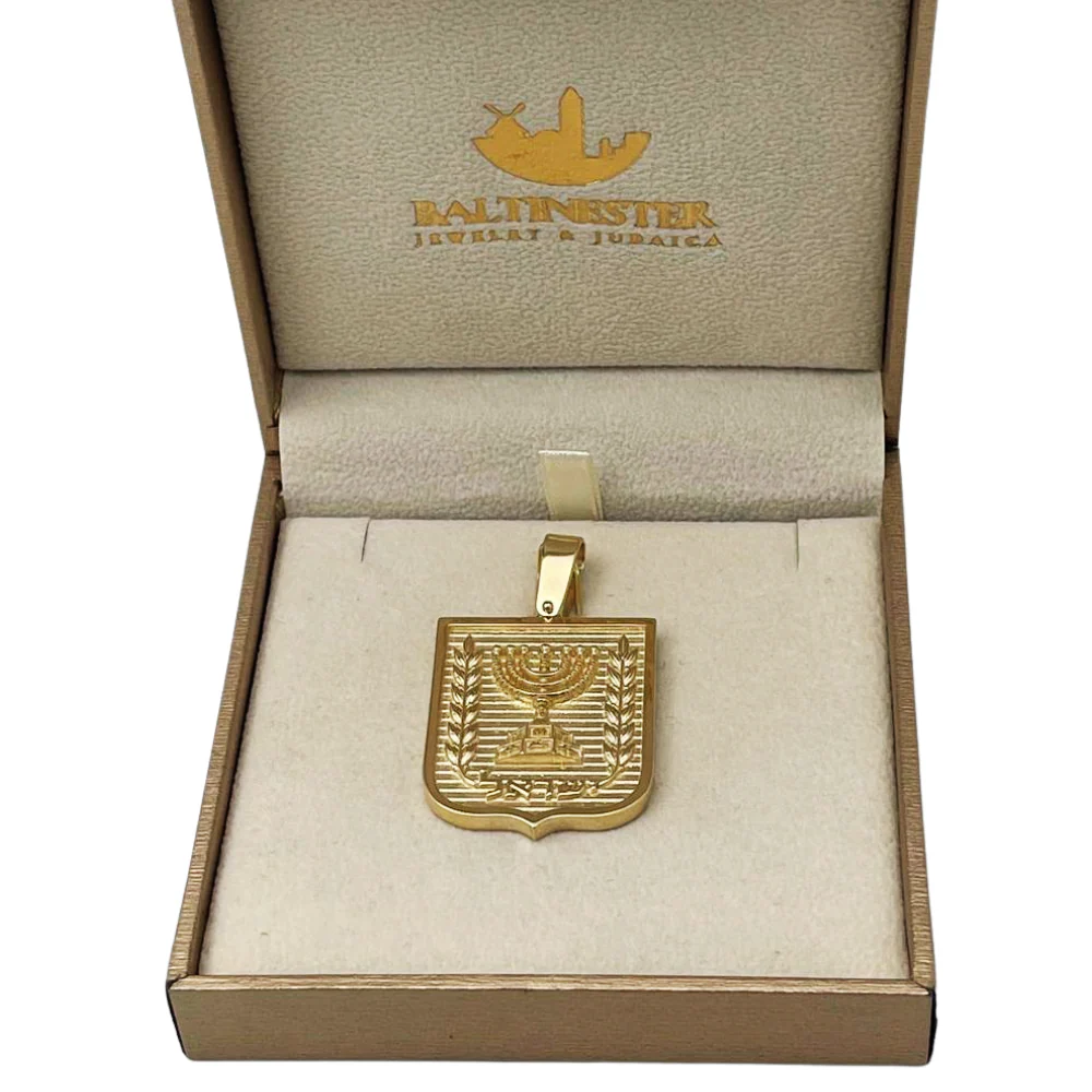 Emblem of Israel Pendant for Men in 14K Gold - Large - Image 7