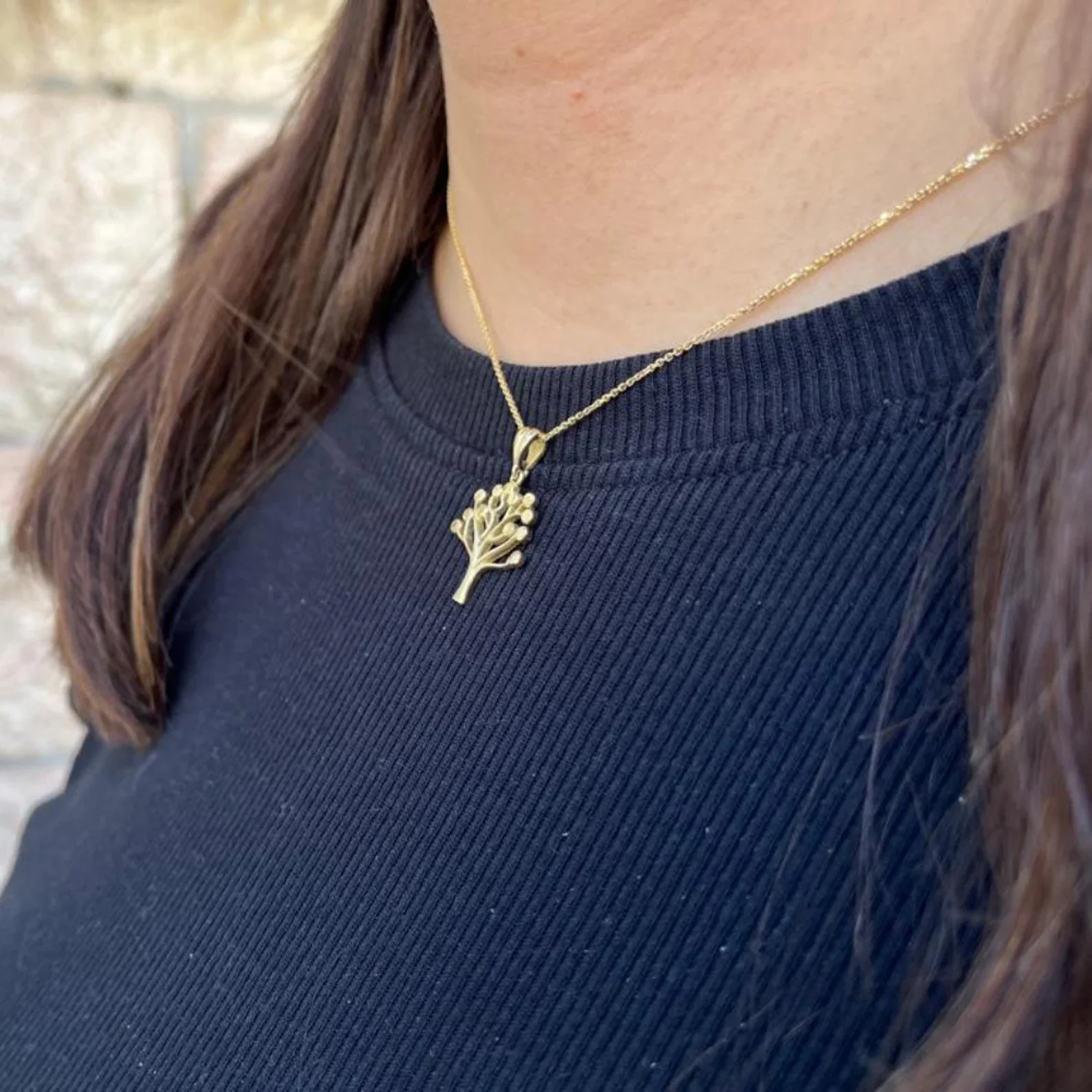 Contemporary 14k Gold Tree of Life Pendant - Image 3