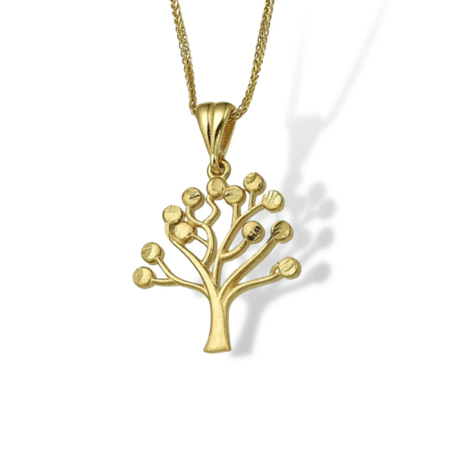 Contemporary 14k Gold Tree of Life Pendant - Image 4