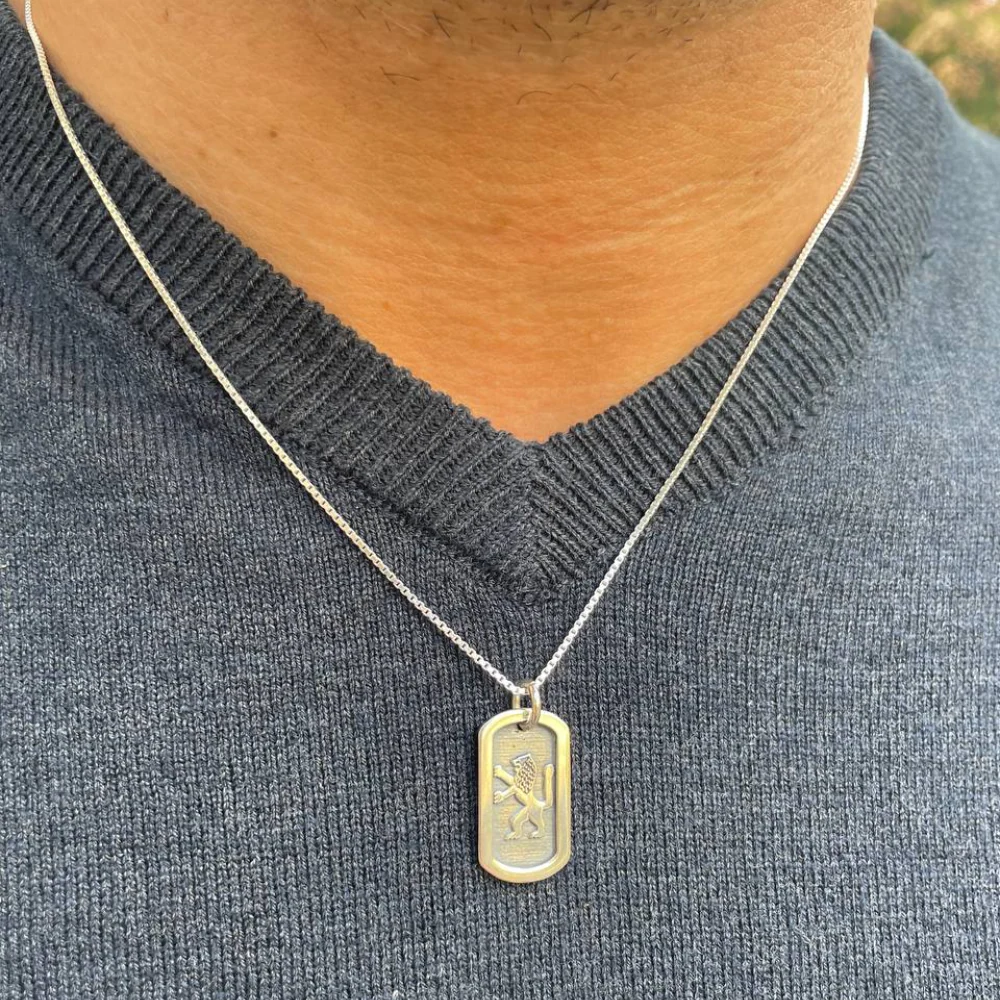 Oxidized Sterling Silver Lion of Judah Pendant and Chain - Image 6