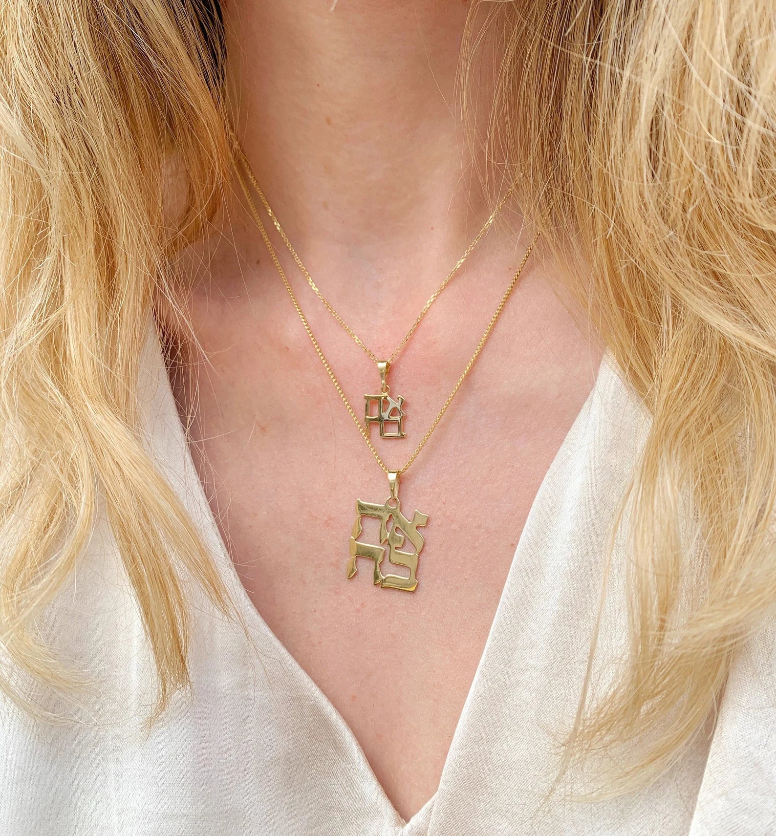 Ahava Pendant Double Thickness in 14k Gold - Image 4