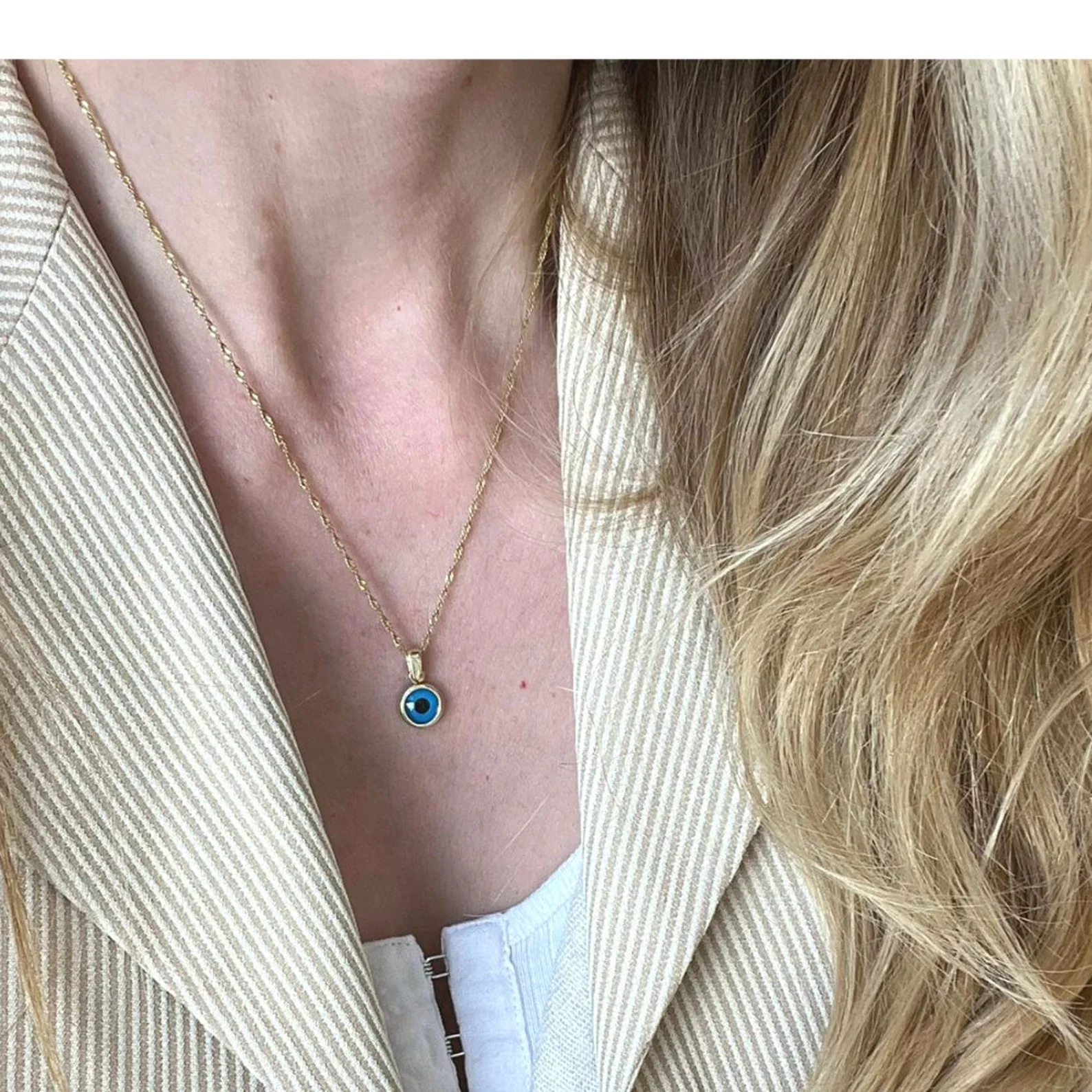 Protection Charm - Crystal Blue Evil Eye in 14k Gold - Image 10