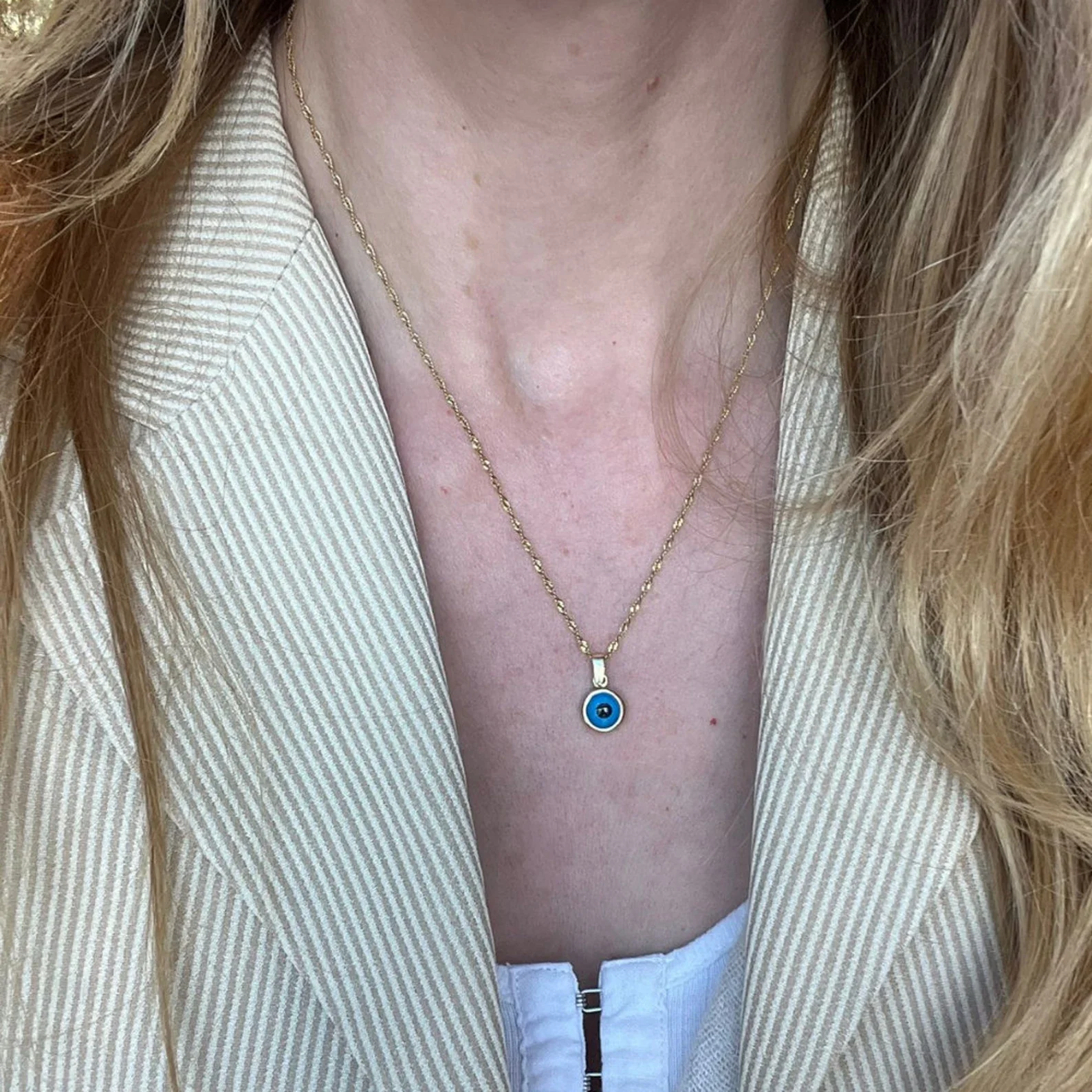 Protection Charm - Crystal Blue Evil Eye in 14k Gold - Image 9