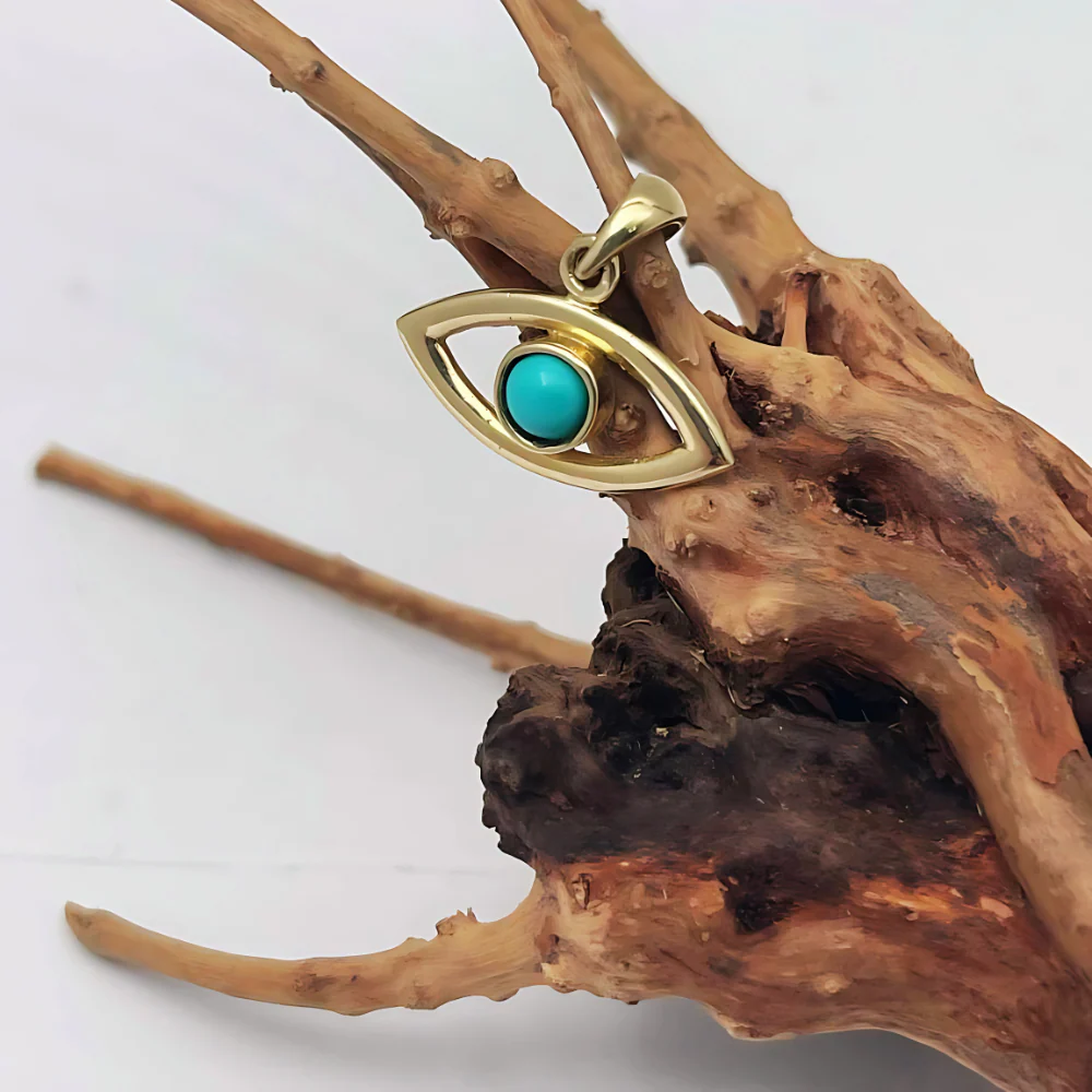 14k Gold Turquoise Evil Eye Pendant - Image 10