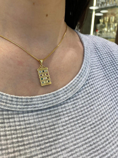 Hoshen Pendant in 14k Gold with Gemstones - Image 3