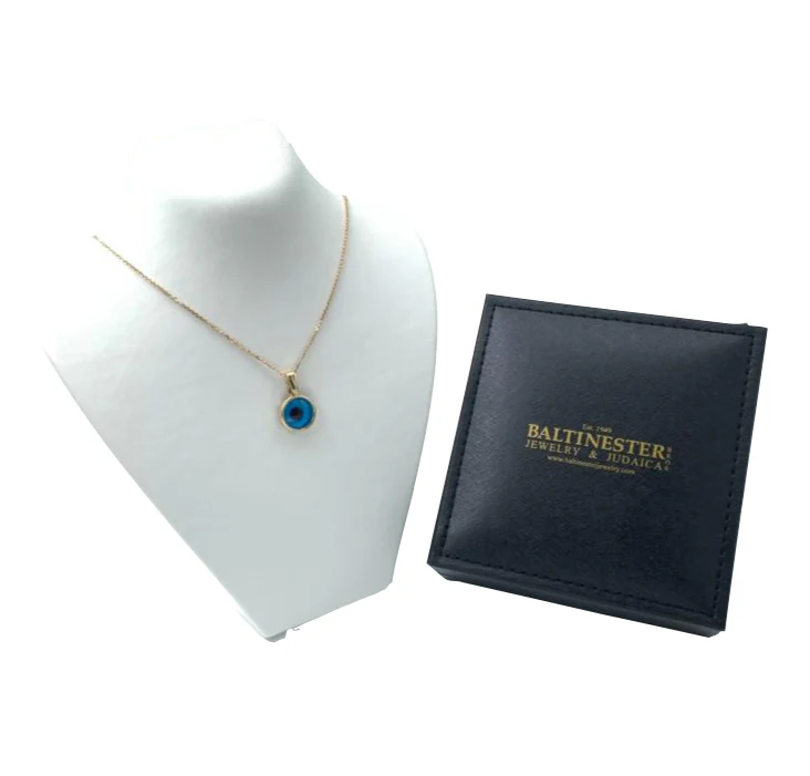 Evil Eye Pendant in 14k Gold Blue Crystal - Image 4