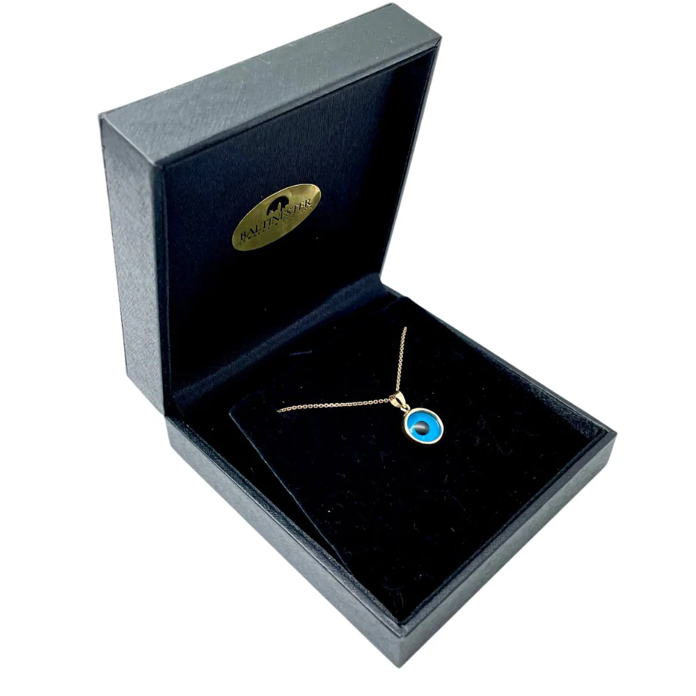 Evil Eye Pendant in 14k Gold Blue Crystal - Image 6