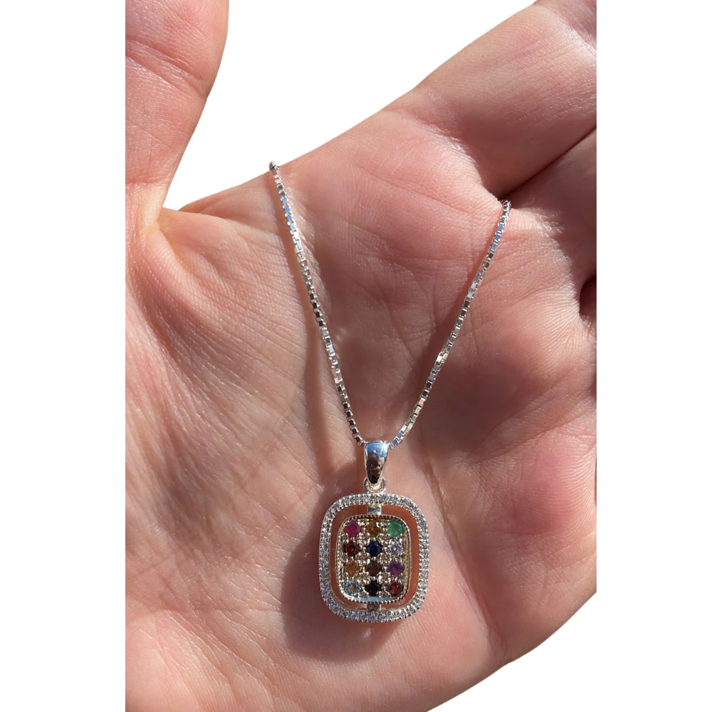 Judaica Pendant - Silver and Gold Hoshen Pendant and Chain Set - Image 3