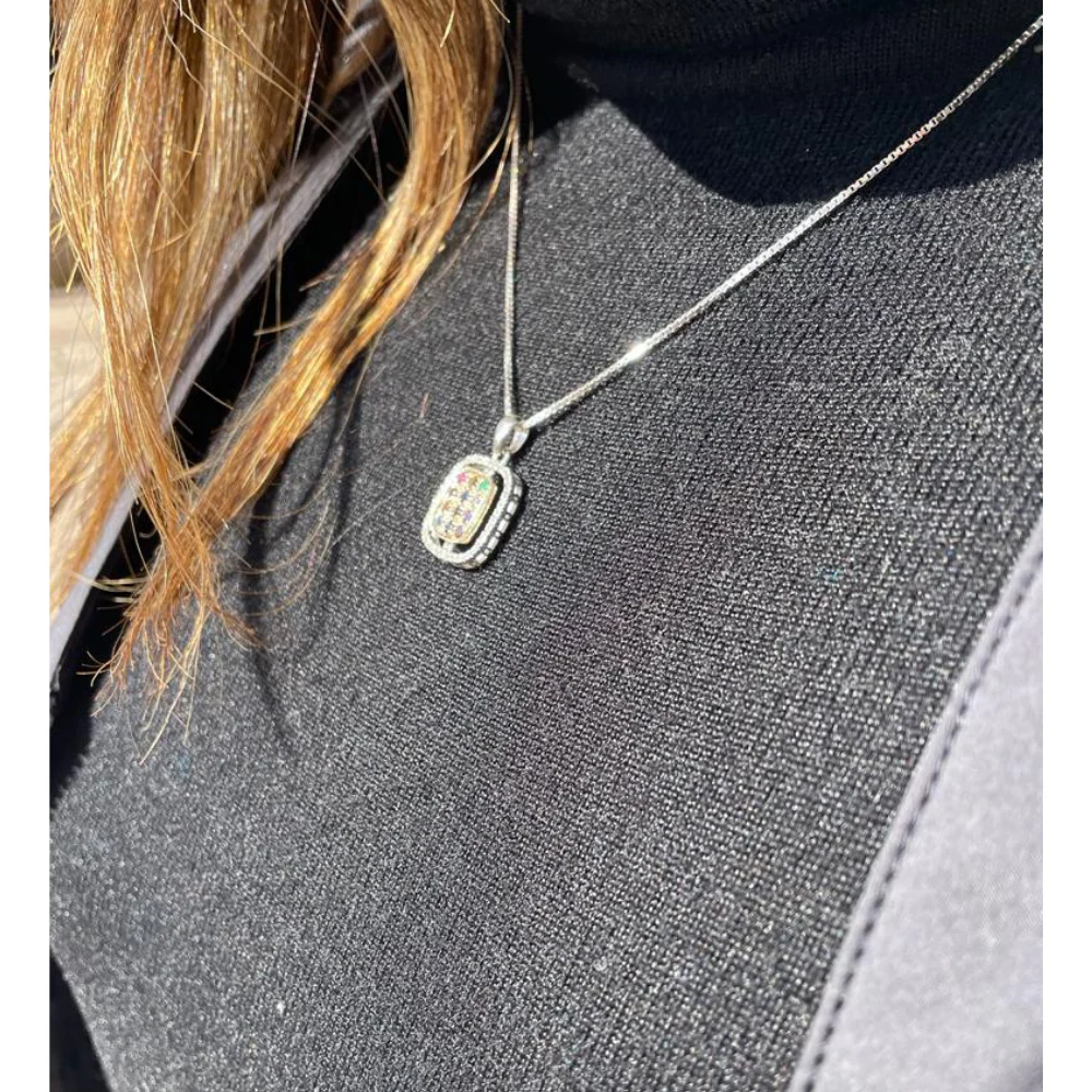 Judaica Pendant - Silver and Gold Hoshen Pendant and Chain Set - Image 6
