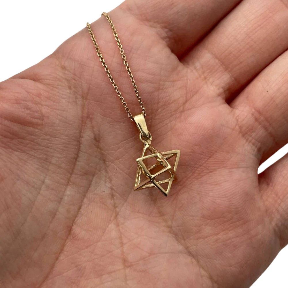 Star of David Pendant - 14k Gold Kabbalistic Merkavah - Image 4