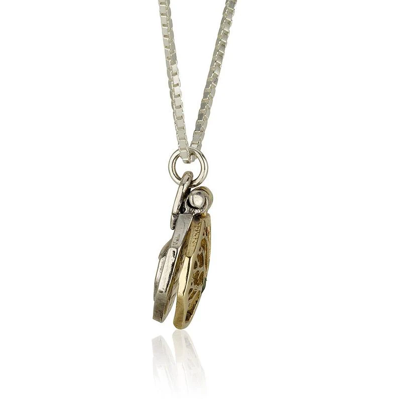 Tree of Life Priestly Blessing Kabbalah Pendant Set in 14K Gold 5 Metals with Emerald - Image 2