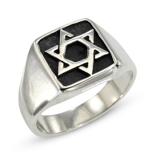 Sterling Silver Star of David Oxidized Ring