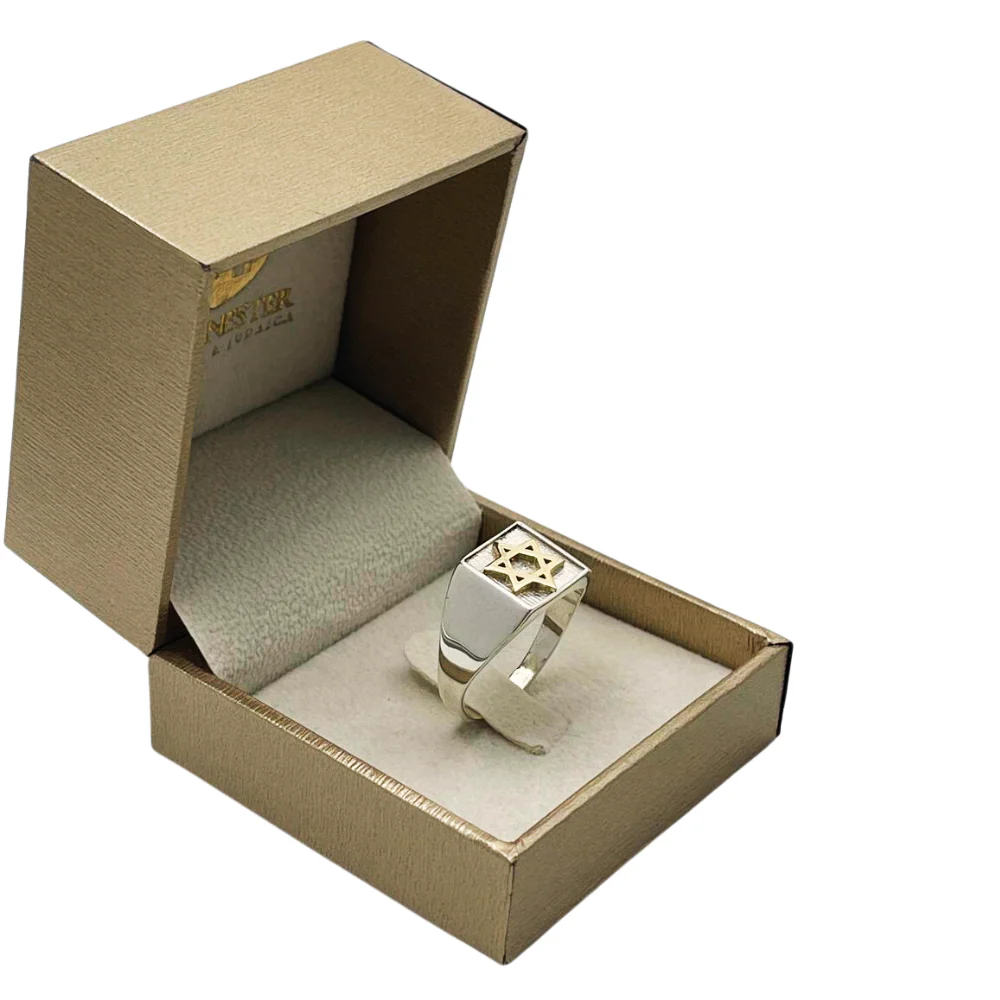 Sterling Silver and Gold Star of David Jewish Signet Ring - Image 7