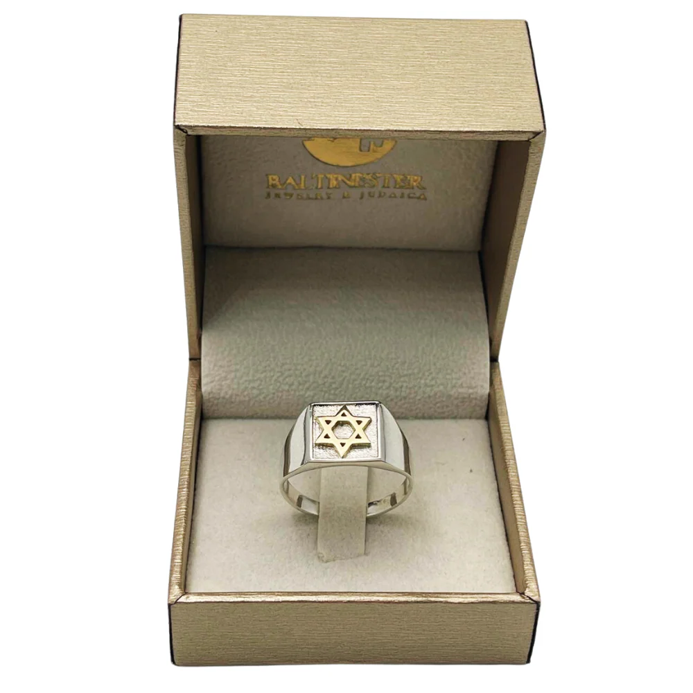 Sterling Silver and Gold Star of David Jewish Signet Ring - Image 8