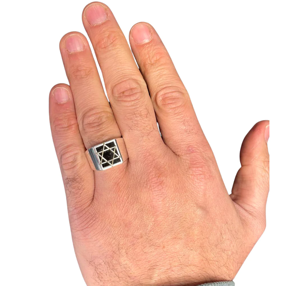 Silver & Onyx Star of David Ring with Hidden Lions of Judah - Image 3