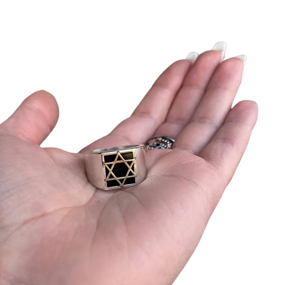 Silver & Onyx Star of David Ring with Hidden Lions of Judah - Image 5