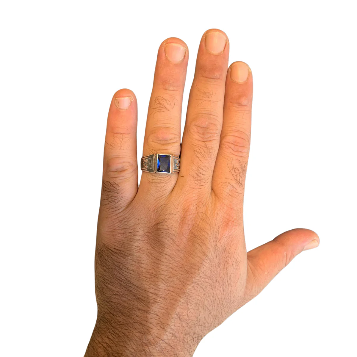 Sterling Silver Jewish Star Sapphire Ring - Image 2