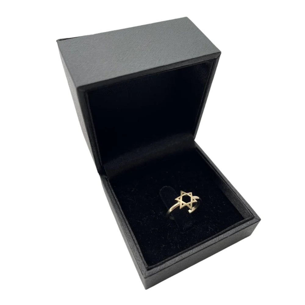 14K Yellow Gold Domed Star of David Ring - Image 5