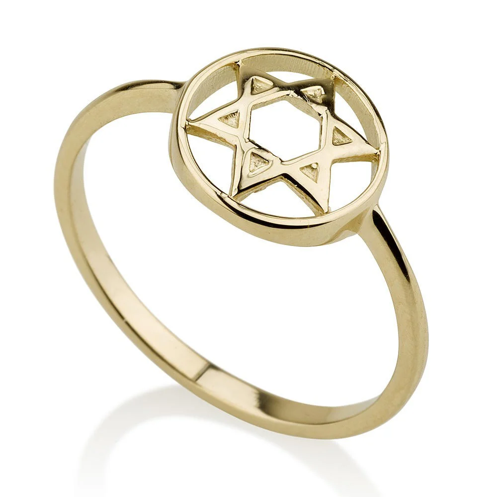 14K Yellow Gold Encircled Star of David Ring