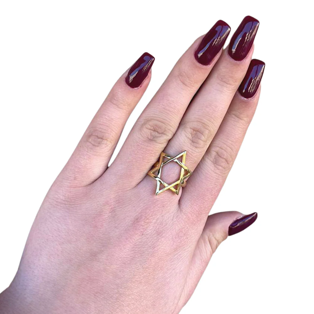 Large Star of David Ring in 14K Gold - Image 5