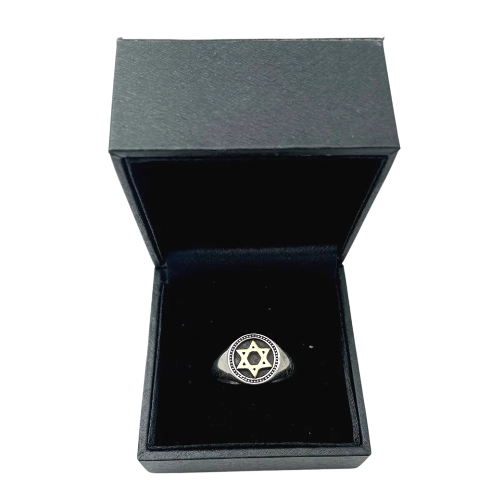 Star of David Signet Ring in 14k Gold and Silver - Image 5