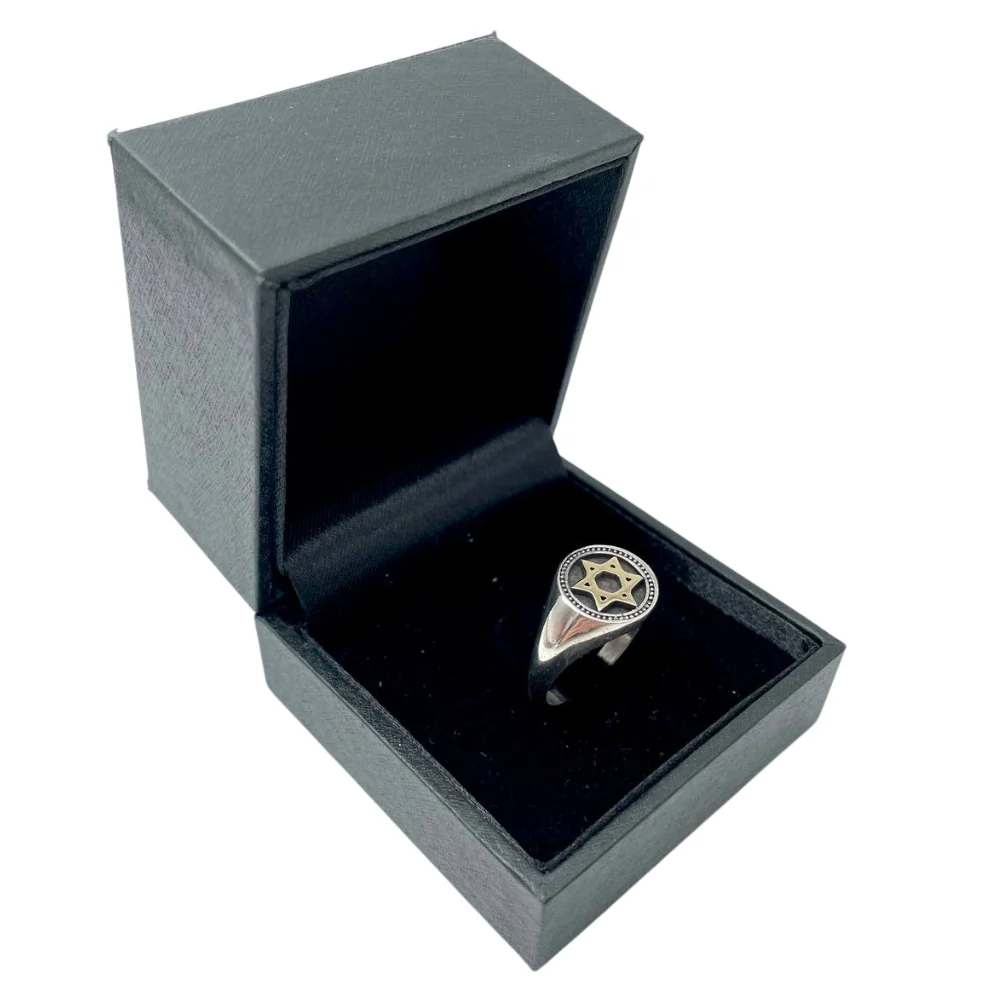 Star of David Signet Ring in 14k Gold and Silver - Image 6