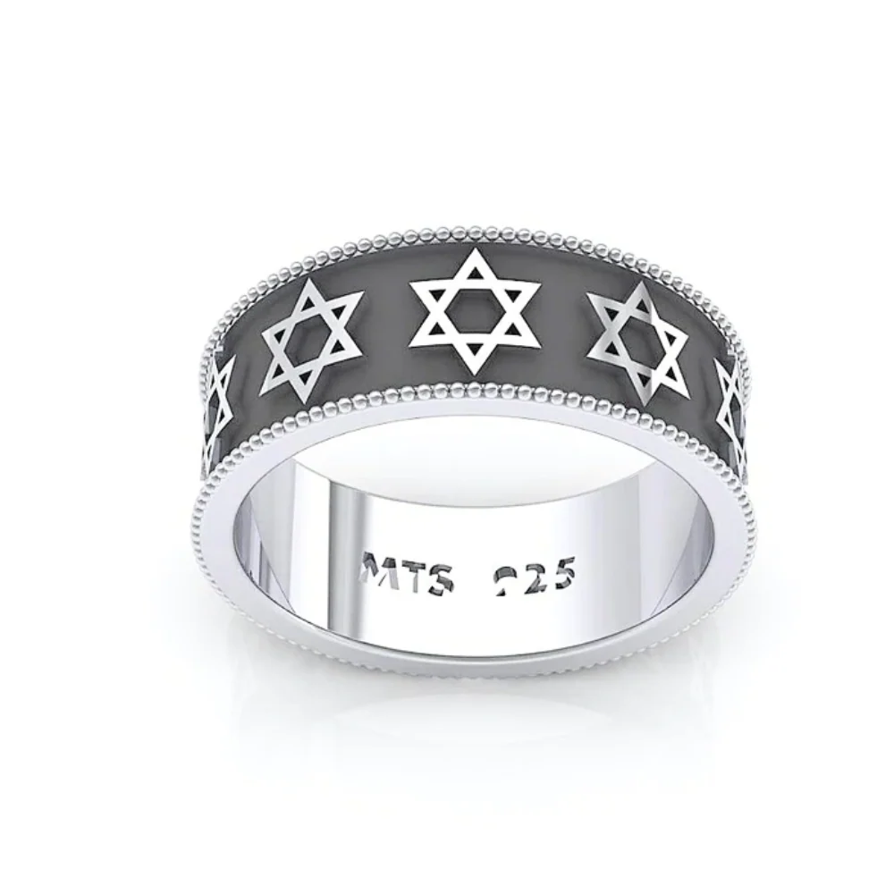 Star of David Ring in Silver and Black - Image 4