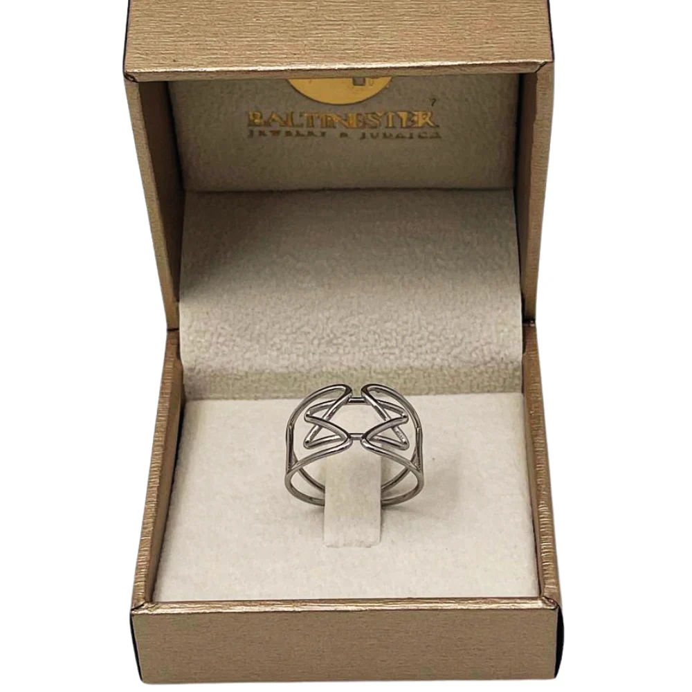 Modern Star of David Ring in 14K White Gold - Image 5