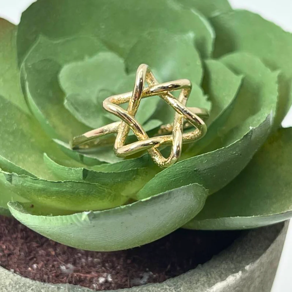 Minimalist Star of David Ring in 14K Yellow Gold - Image 10