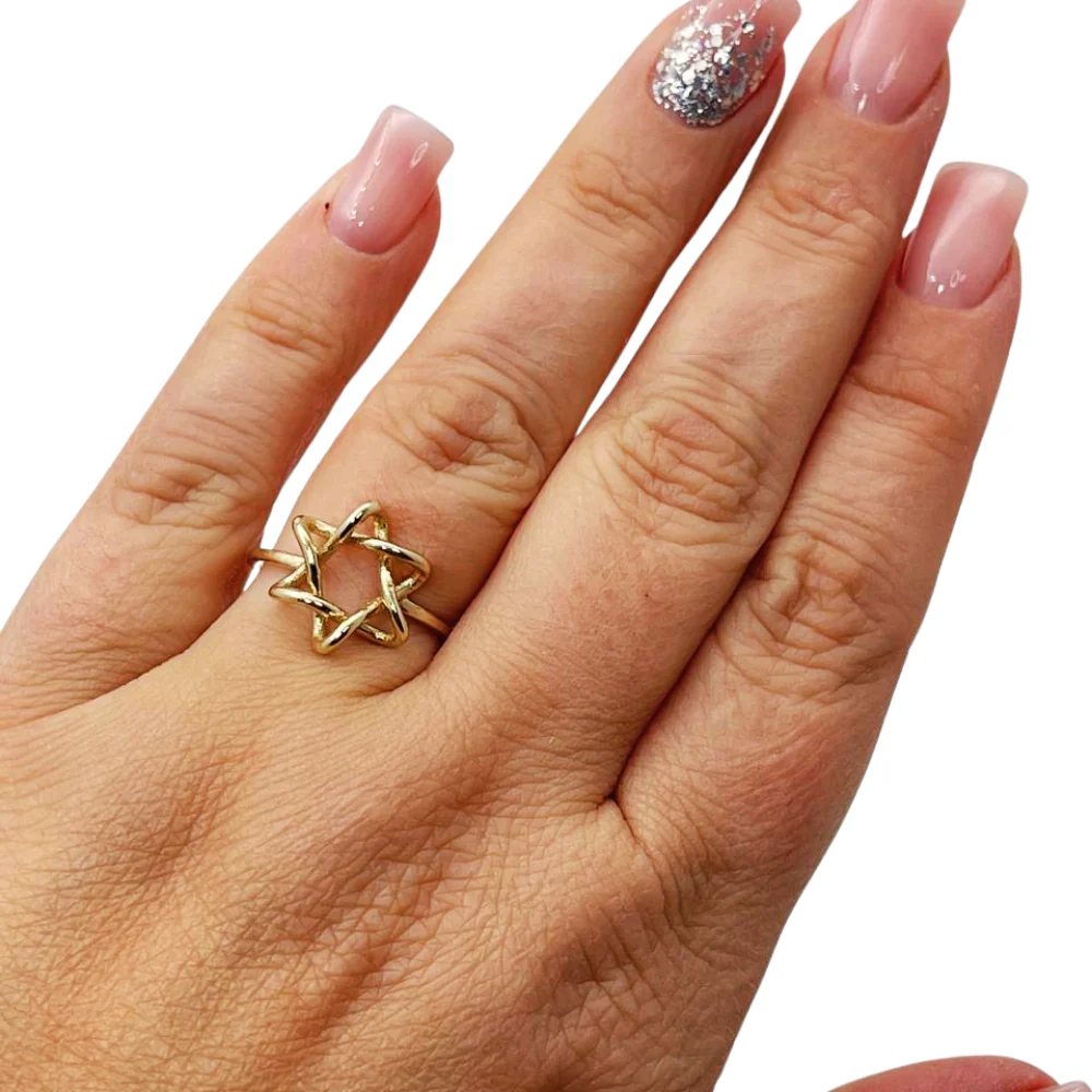 Minimalist Star of David Ring in 14K Yellow Gold - Image 3