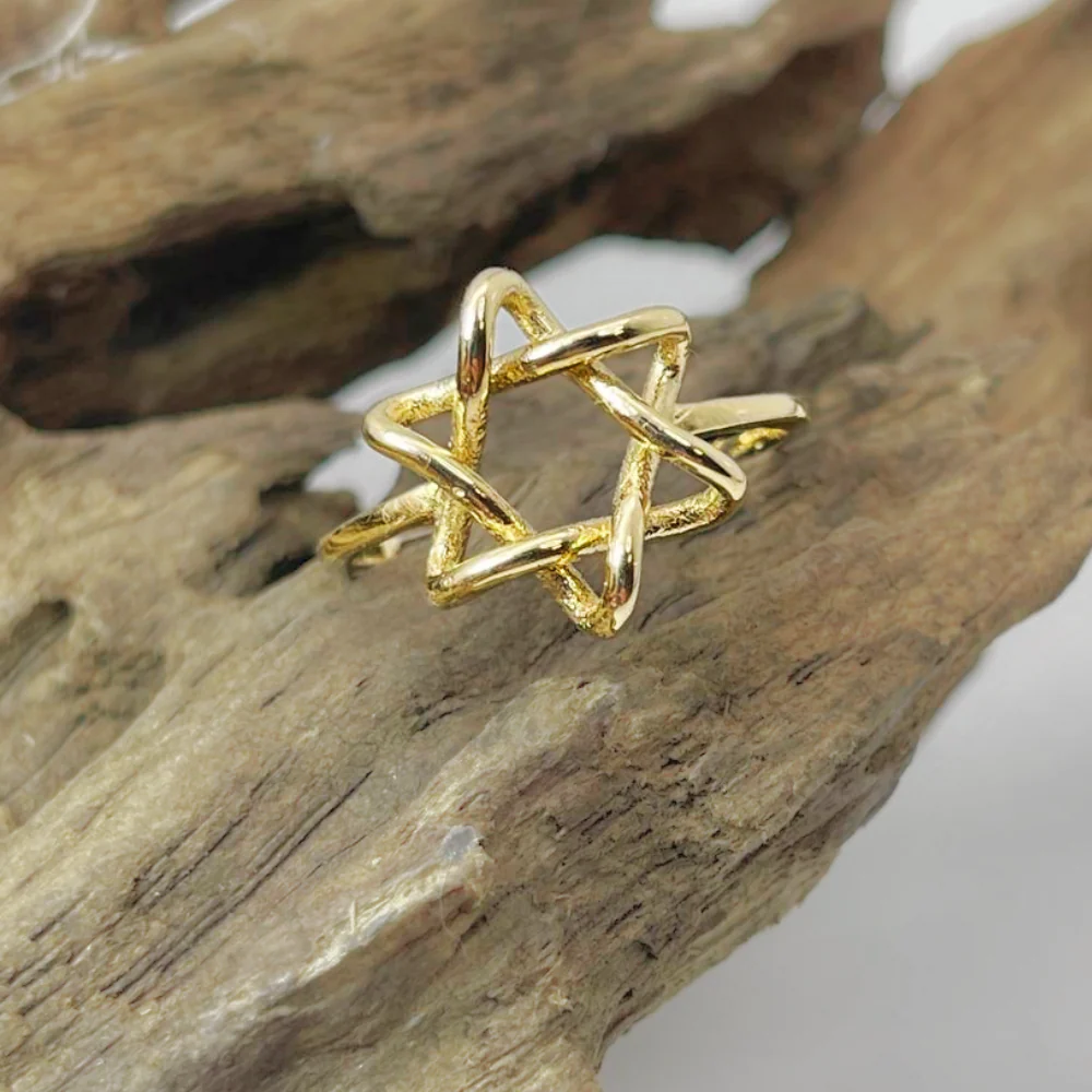 Minimalist Star of David Ring in 14K Yellow Gold - Image 6