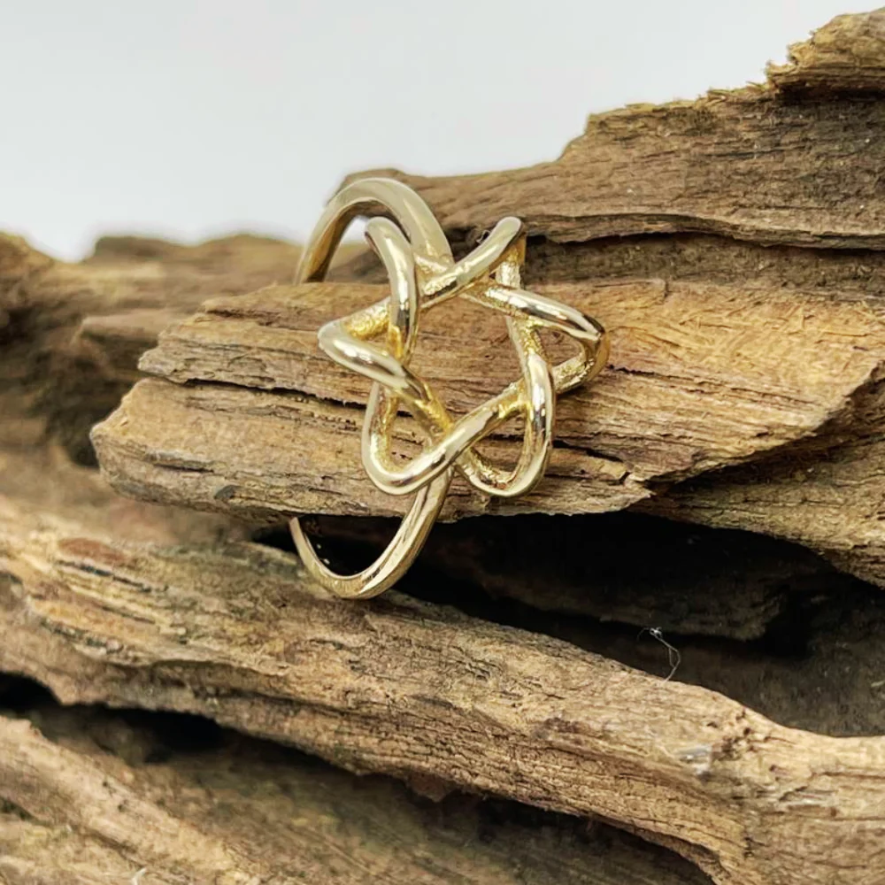 Minimalist Star of David Ring in 14K Yellow Gold - Image 7