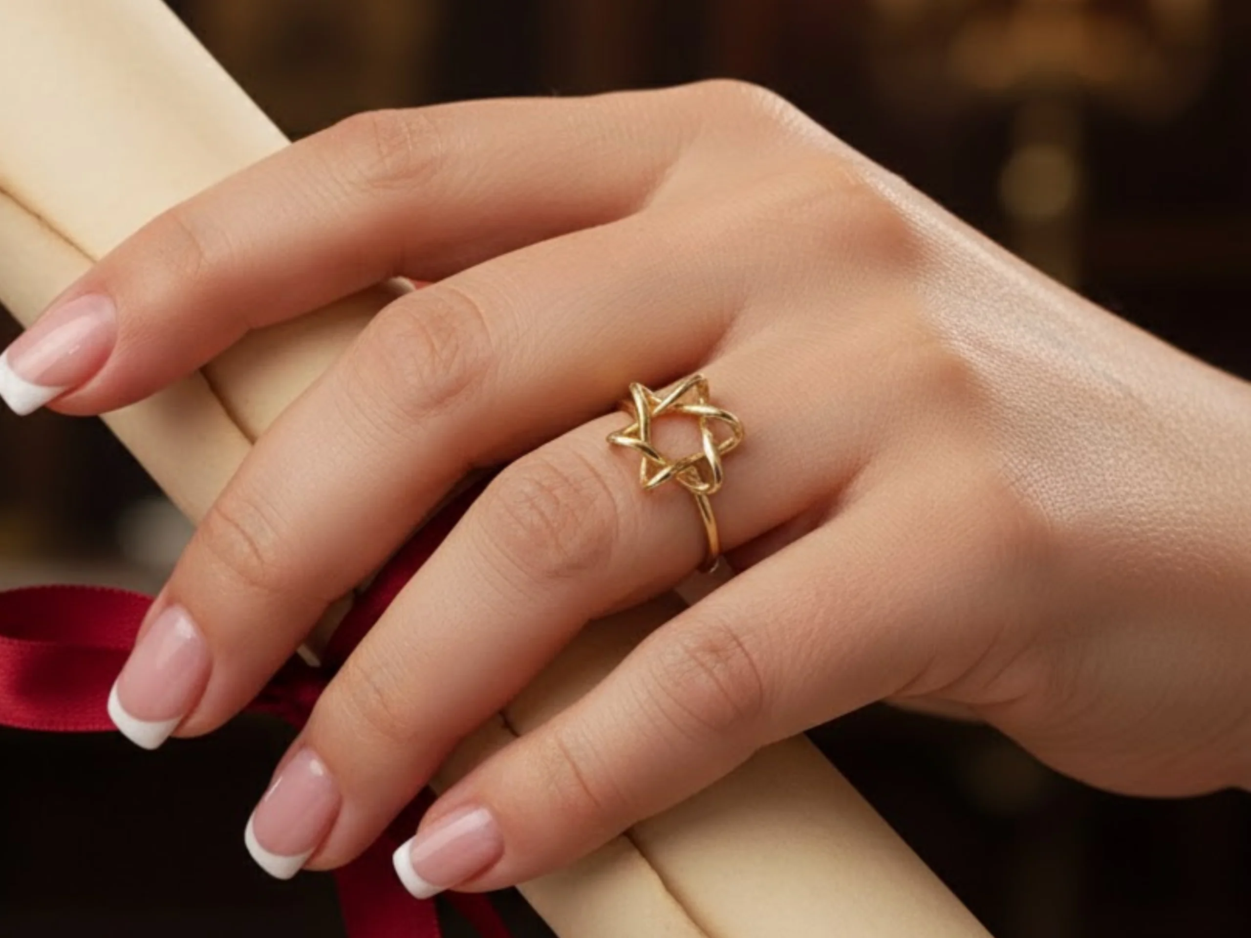 Minimalist Star of David Ring in 14K Yellow Gold - Image 8