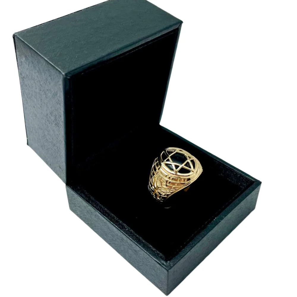 Star of David Signet Ring - 14k Yellow Gold with Black Onyx Stone - Image 7