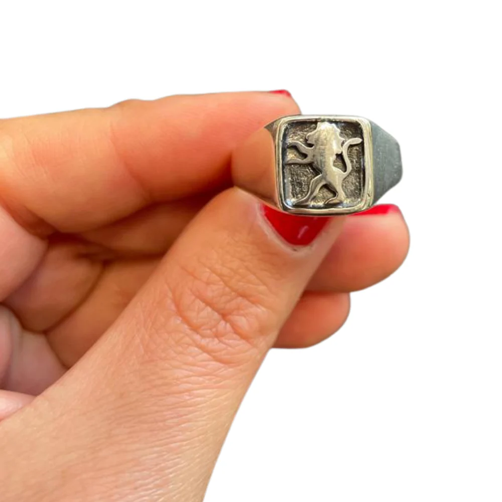 Lion of Judah Oxidized Sterling Silver Ring - Image 3