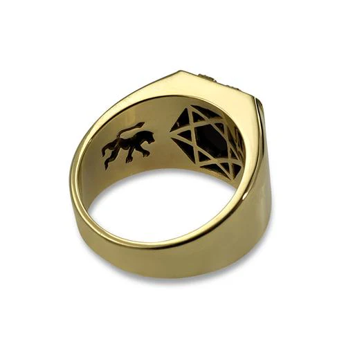 Lion of Judah Signet Ring in 14k Gold with Onyx - Image 3