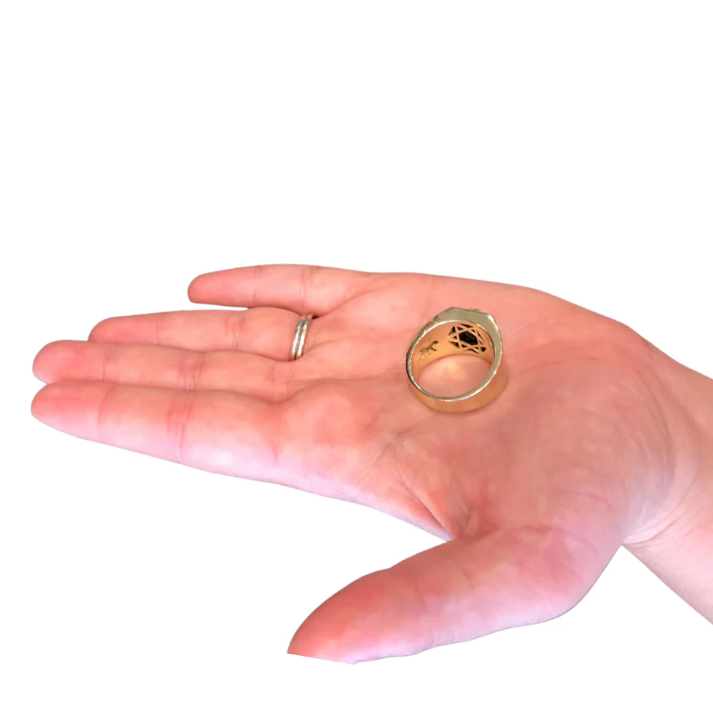 Lion of Judah Signet Ring in 14k Gold with Onyx - Image 5