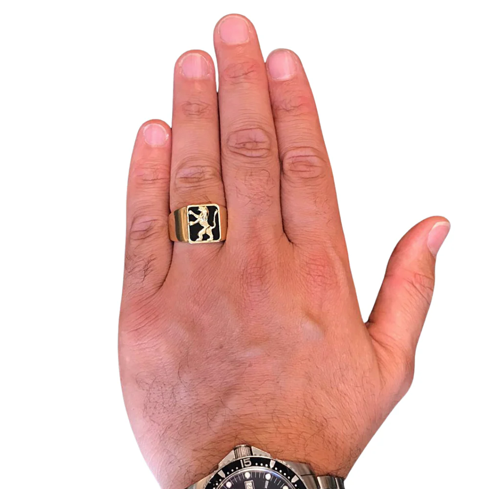 Lion of Judah Signet Ring in 14k Gold with Onyx - Image 7