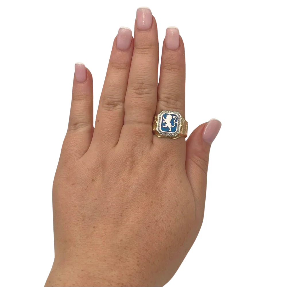 Lion of Judah Jerusalem Signet Ring - 14K Gold and Diamond - Image 5