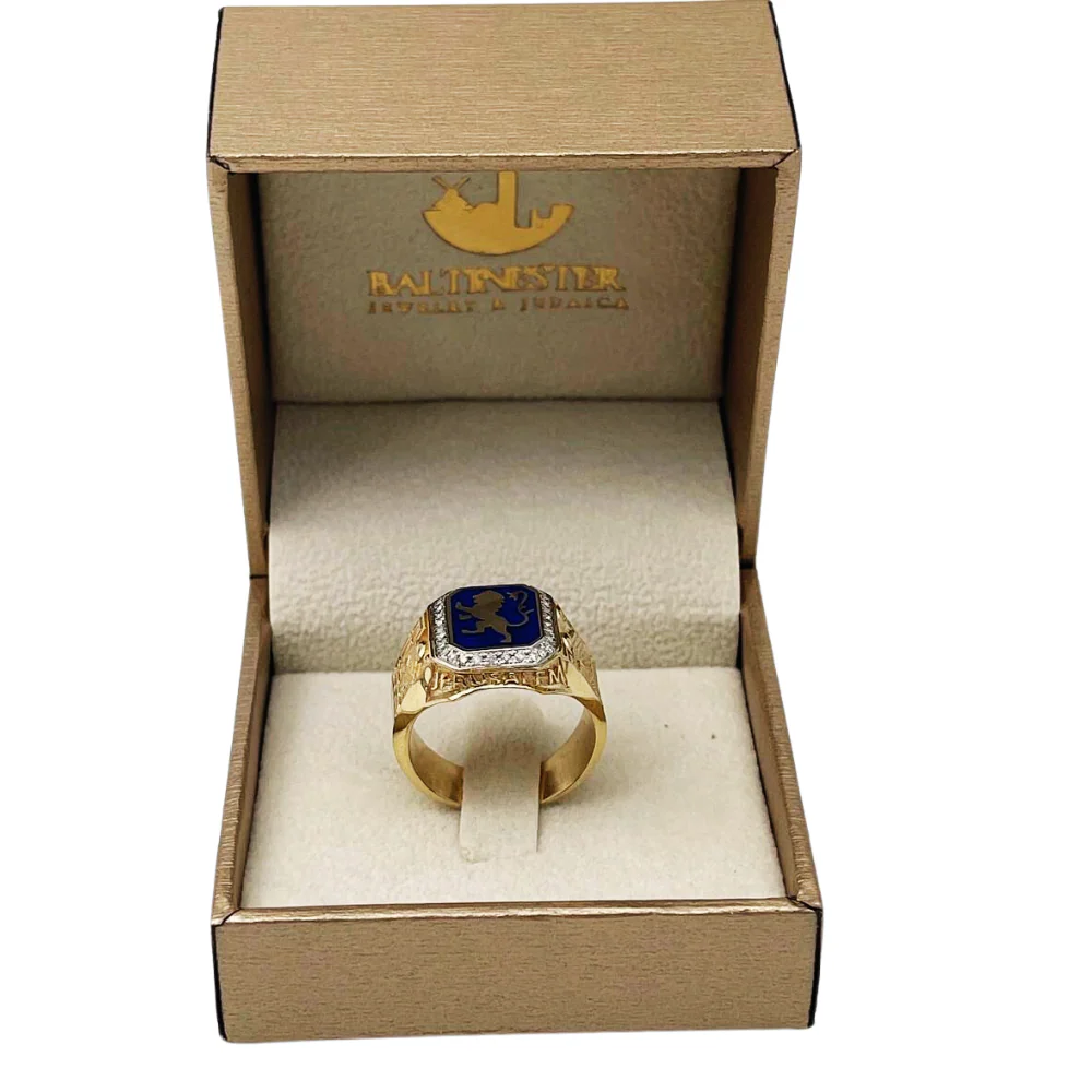 Lion of Judah Jerusalem Signet Ring - 14K Gold and Diamond - Image 6