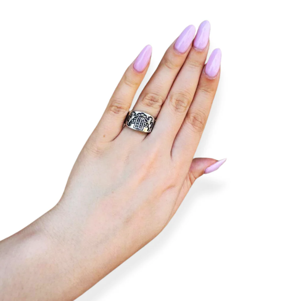 Lion of Judah Ten Commandments Star of David Jewish Ring in Sterling Silver - Image 5