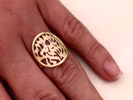 14k Gold Round Shema Yisrael Ring - Image 2