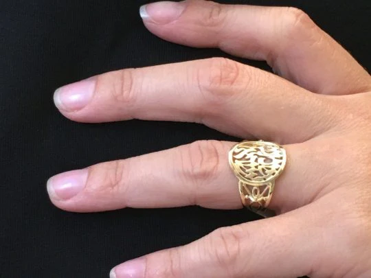 14k Gold Cutout Shema Yisrael Ring - Image 4