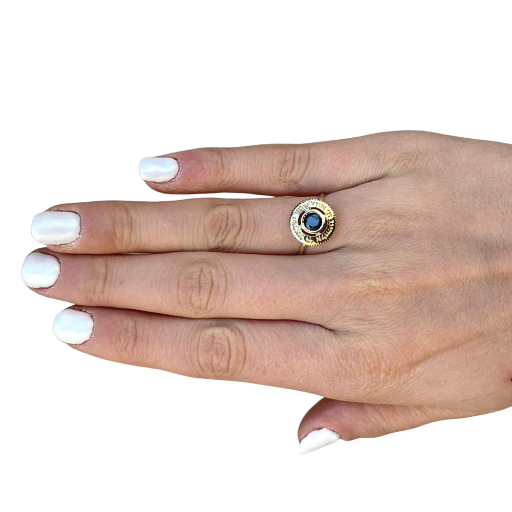 14k Gold Dainty Onyx Shema Ring - Image 4