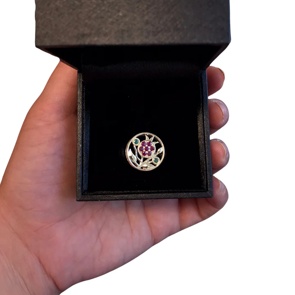 Pomegranate Ring in Silver and Gold with Rubies & Emeralds - Image 5