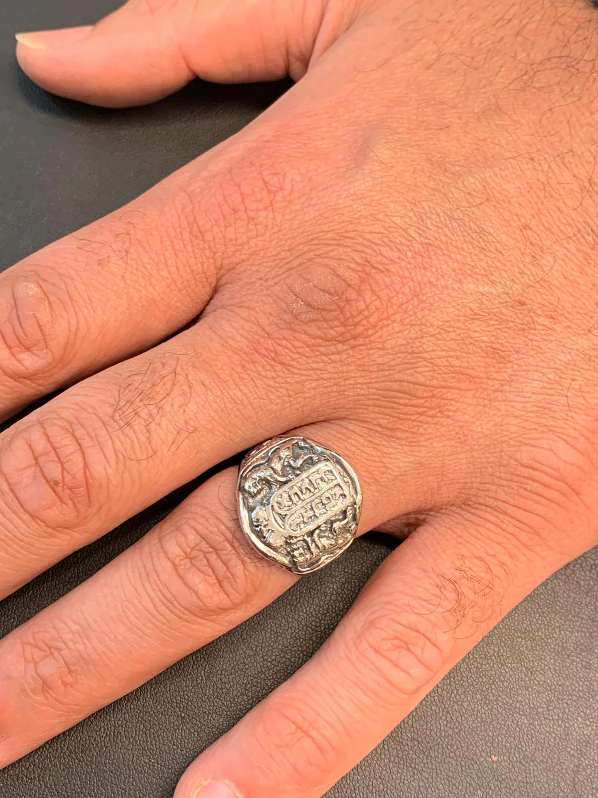 Ten Commandments Lion of Judah Silver Men's Ring - Image 3