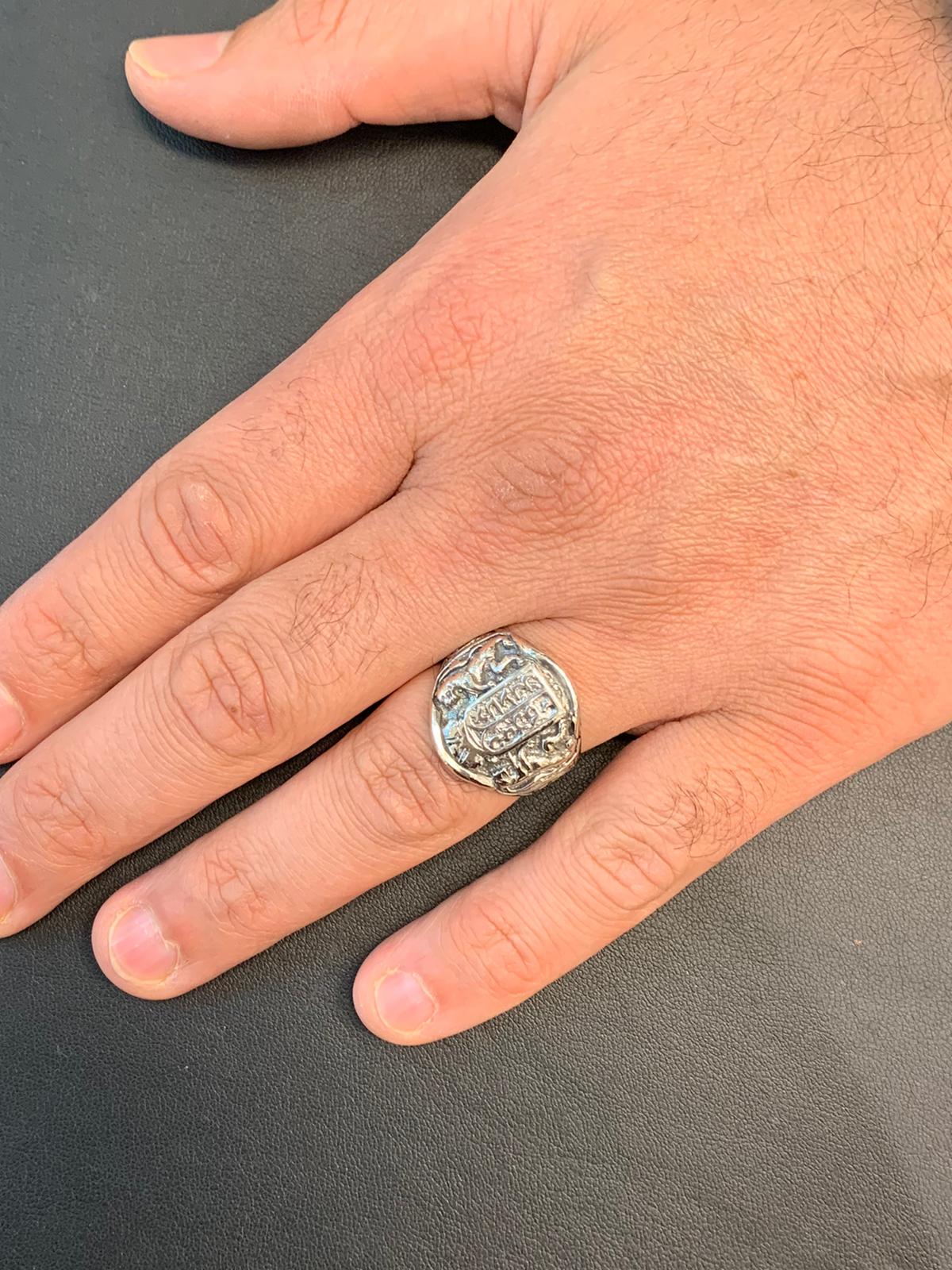 Ten Commandments Lion of Judah Silver Men's Ring - Image 4