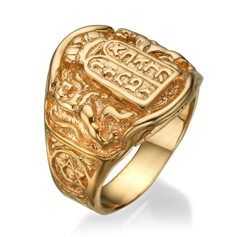 Ten Commandments Ring in 14k Gold